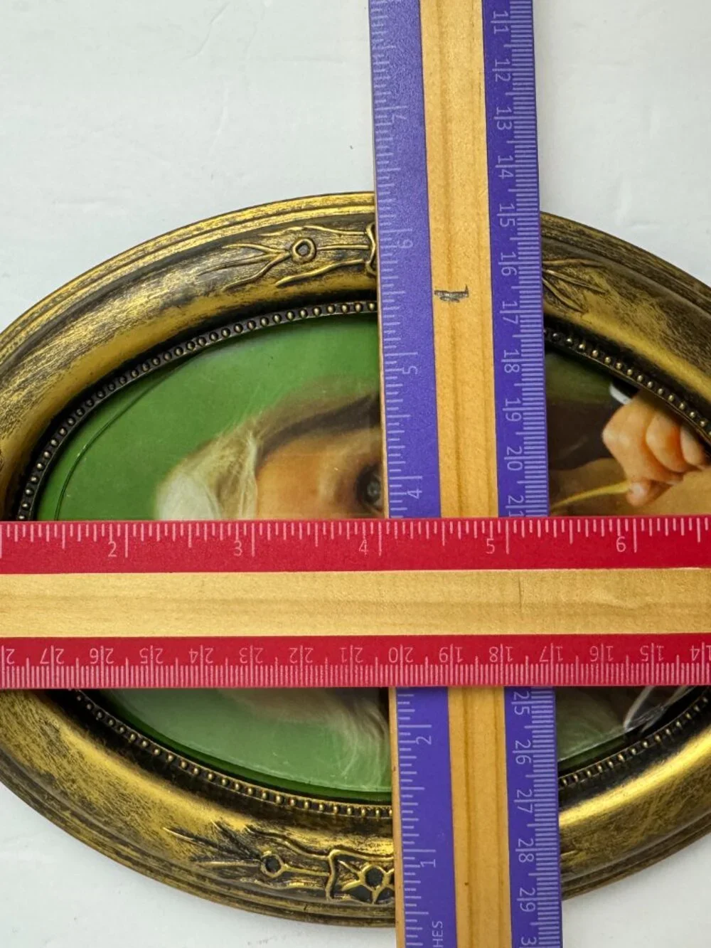 Vintage Set of 2 Oval  Picture Frame Gold Patina